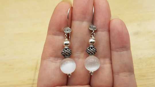 Selenite sphere earrings