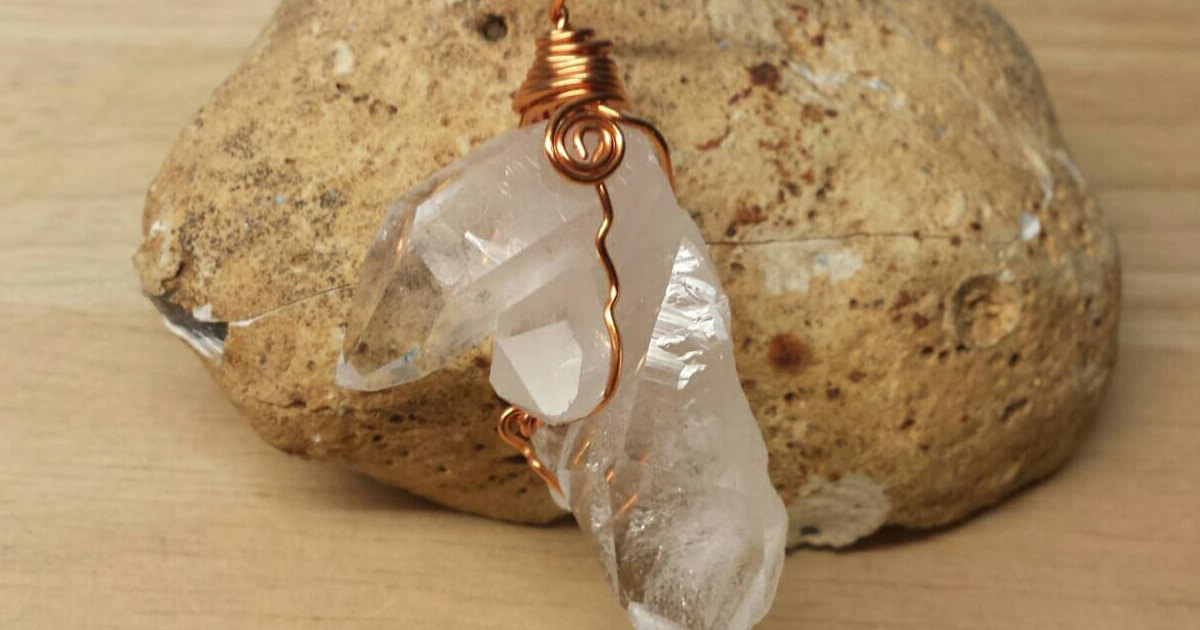 Empowered Crystals Copper Raw Quartz pendant