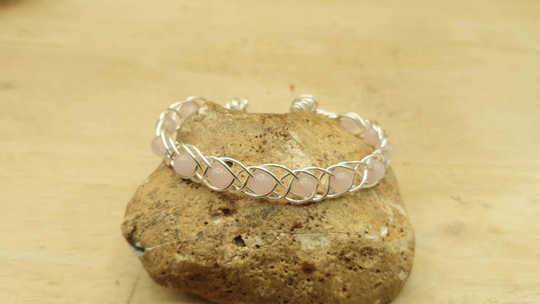 Celtic Rose Quartz cuff Bracelet