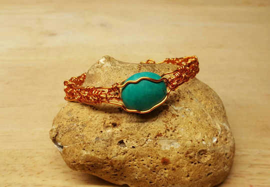 Copper Turquoise adjustable Cuff bracelet