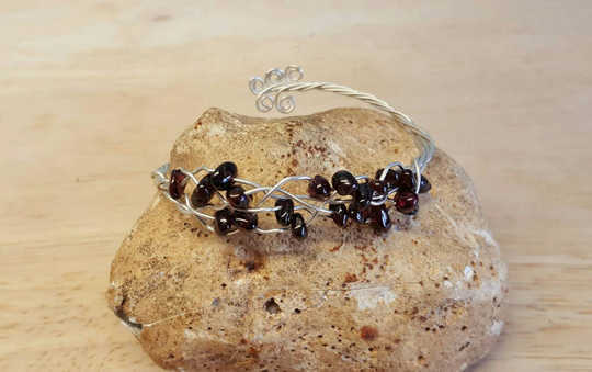 Sterling Silver Garnet cuff Bracelet