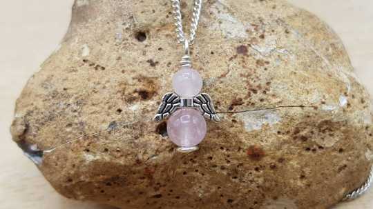 Rose Quartz angel pendant