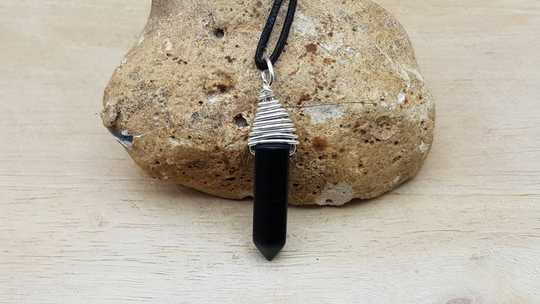 Black Obsidian point pendant