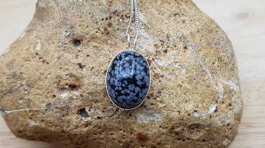 Snowflake Obsidian pendant