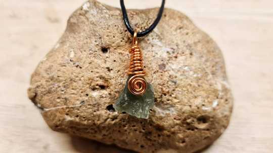 Copper Raw Moldavite Pendant