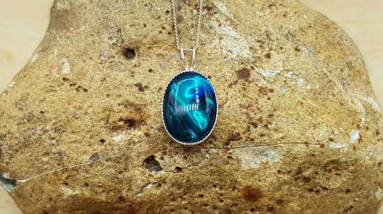 Small teal Abalone pendant