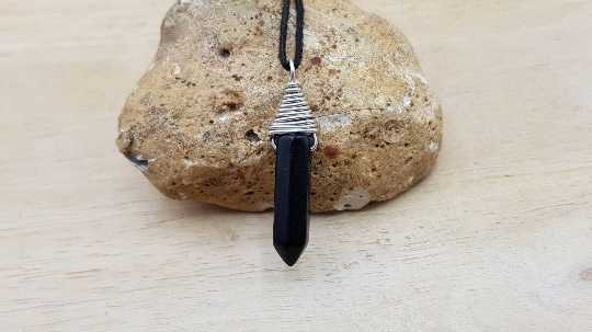 Sterling silver Black Obsidian pendant