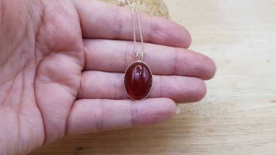 Sterling silver red Carnelian pendant