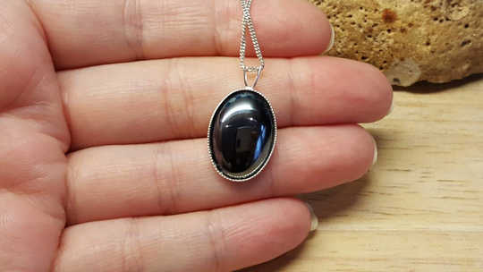 Sterling Hematite pendant 18x13mm