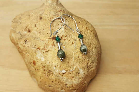 Small Sterling silver Green Seraphinite earrings