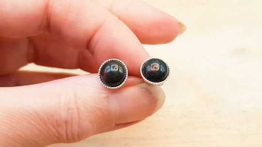 Sterling Bloodstone Studs 