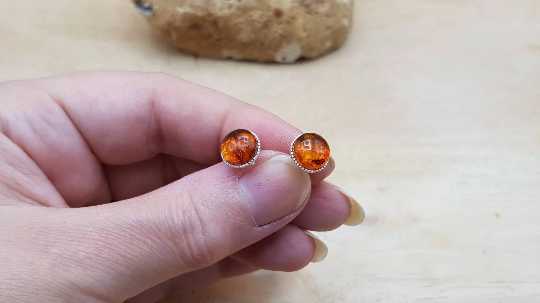 Amber stud earrings