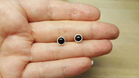 Tiny Obsidian stud earrings