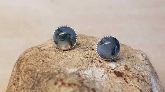 Moss agate stud earrings