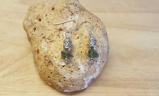 Raw Moldavite earrings