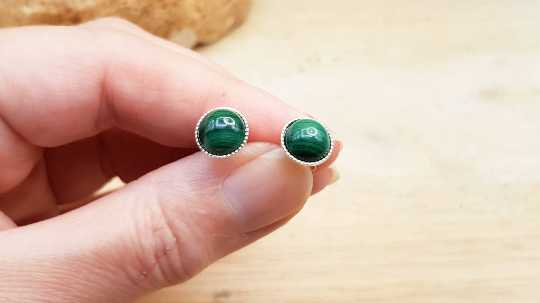 Sterling silver Malachite Stud earrings