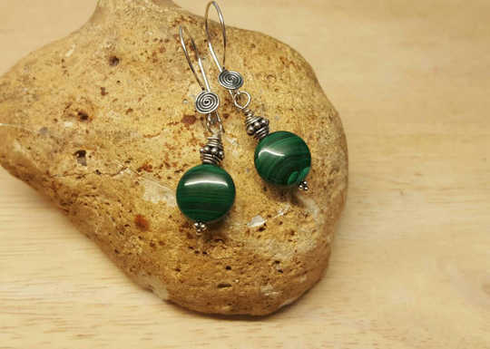 Bali silver green Malachite earrings