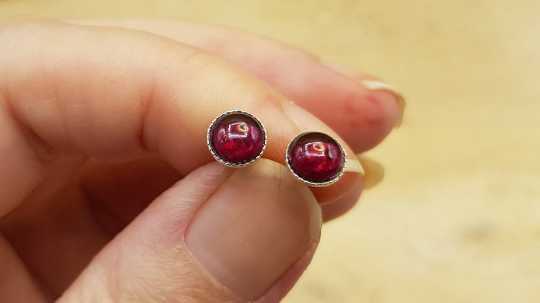 Small Garnet stud earrings