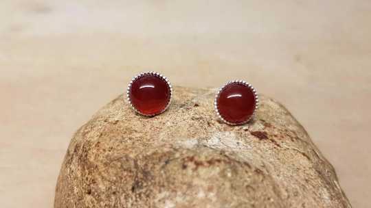 Sterling silver red Carnelian stud earrings