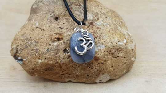 Grey marble Om necklace