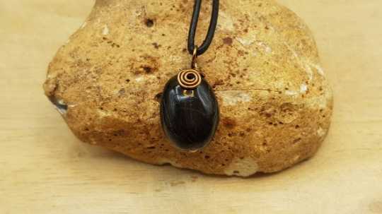 Mens Black Hypersthene pendant