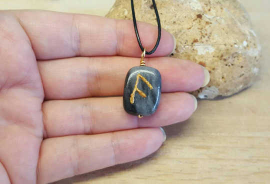 Marble ANSUZ Rune necklace
