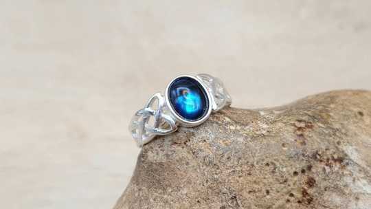 Celtic knot Blue Abalone ring