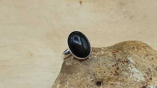 Golden sheen Obsidian ring 14x10mm