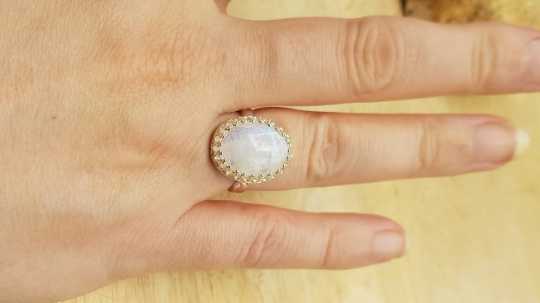 Rainbow moonstone Ring 16x12mm