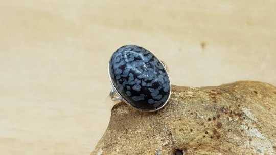 Snowflake Obsidian ring 18x13mm