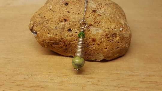 Green Chrysoprase cone pendant.