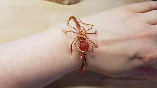 Carnelian spider cuff bracelet