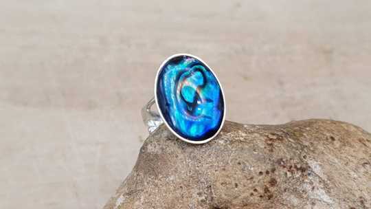 Blue abalone ring