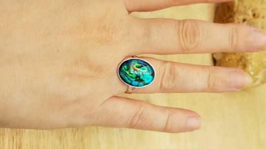 Teal abalone ring