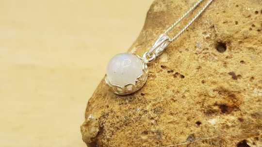 Tiny rainbow moonstone necklace