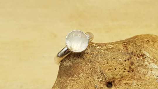 Minimalist rainbow moonstone ring