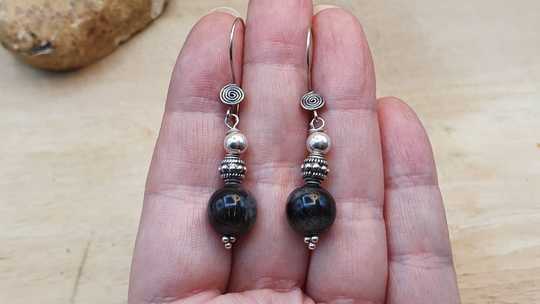 Rare Arfvedsonite earrings.