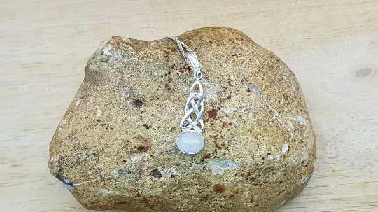 Rainbow Moonstone Celtic Knot Pendant