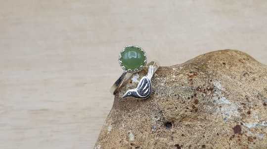 Nephrite Jade bird ring