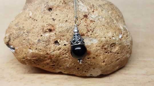 Black Tourmaline cone pendant