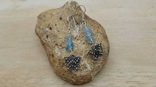 Aquamarine butterfly earrings