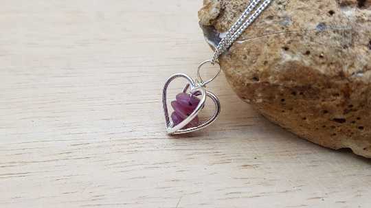 Small Ruby heart pendant