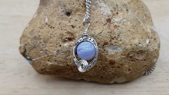 Small Blue lace agate pendant