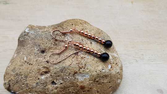 Rose gold Rainbow Obsidian earrings