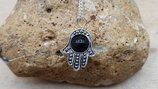 Hamsa Black Tourmaline pendant