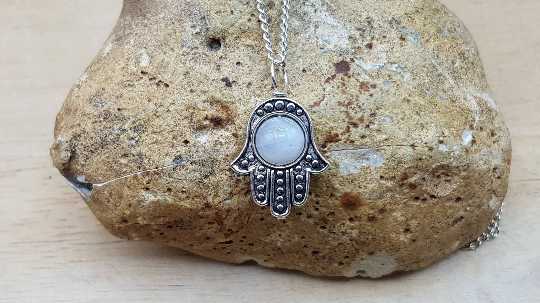 Hamsa rainbow Moonstone Pendant.