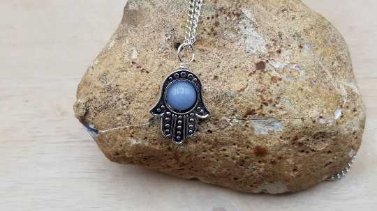 Hamsa Angelite pendant.