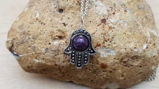 Hamsa Lepidolite pendant