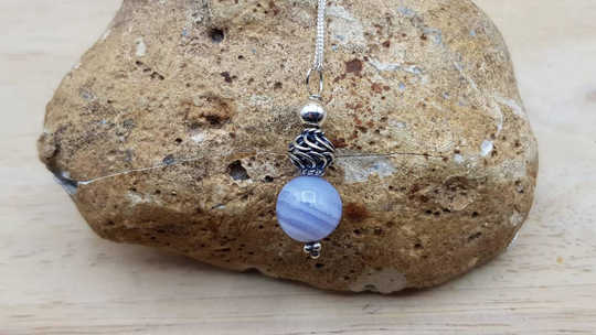 Small Blue lace agate pendant