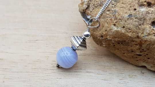 Small Blue lace agate pendant